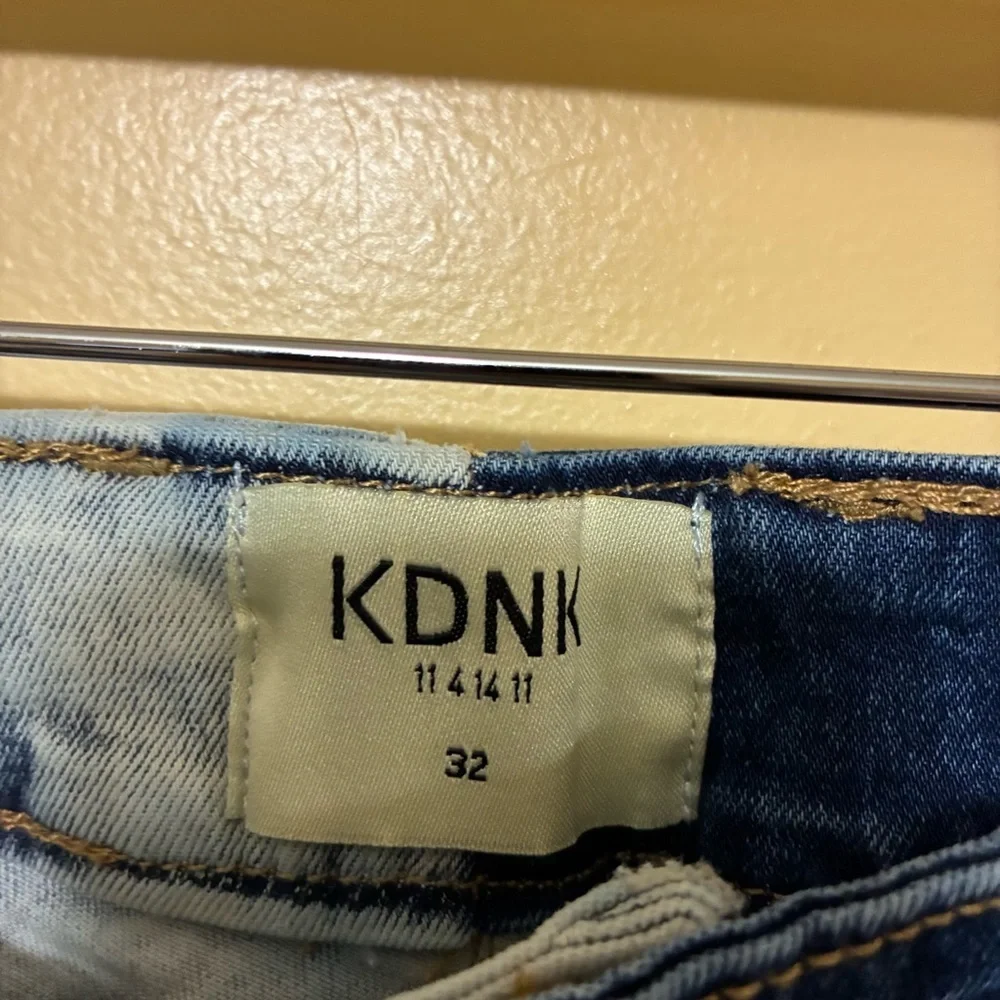 KDNK Contrast Jeans Men’s 32 Colorblock Denim Skinny 5-Pocket Distressed